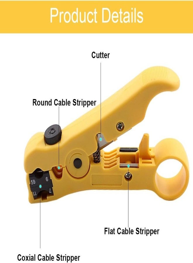 UPTODATETOOLS Universal Cable Stripper Cutter for Flat or Round UTP Cat5 Cat6 Wire Coax Coaxial Stripping Tool - Image 3